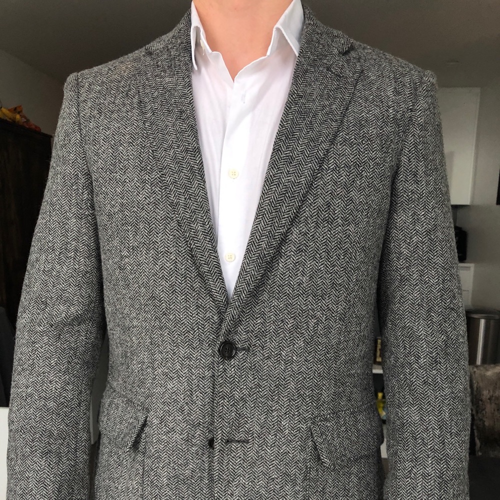 J Crew Herringbone Tweed Jacket